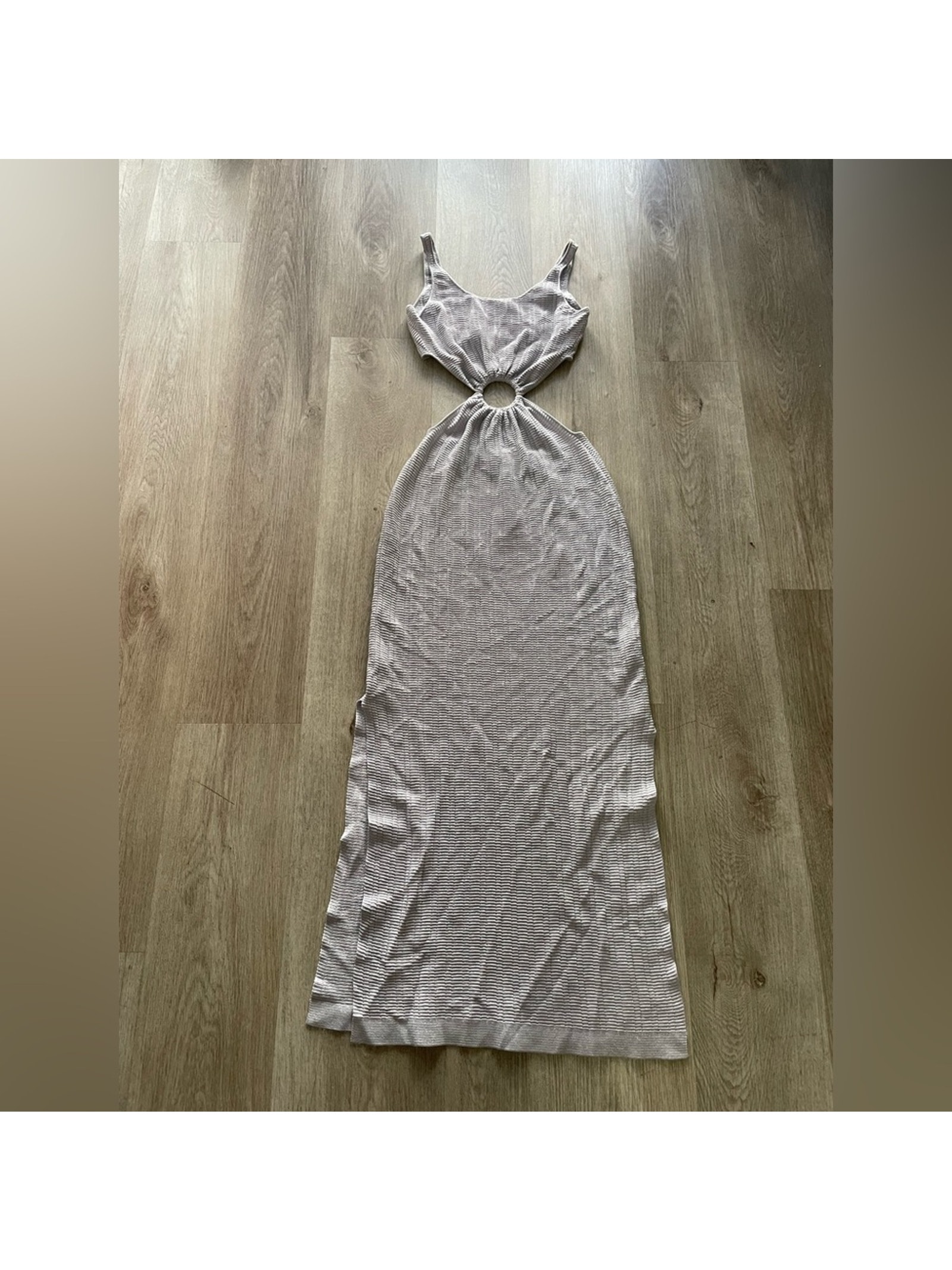 Pq Swim Bianca Ring Silver Purple Cut Out Bikini Cover Up Maxi Dress Small New